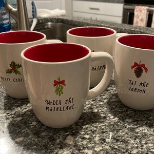 Rae Dunn Christmas Holiday Mugs (set of 4)